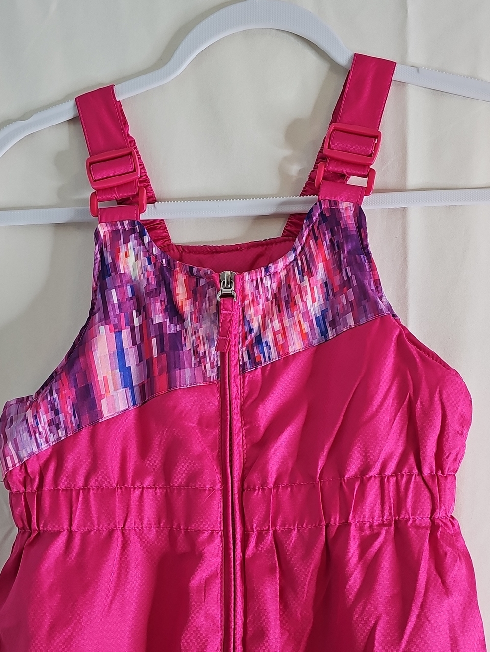 Zero Xposure Hot Pink Kids Snow Overalls with Patterned Yokeo - Picture 2 of 7